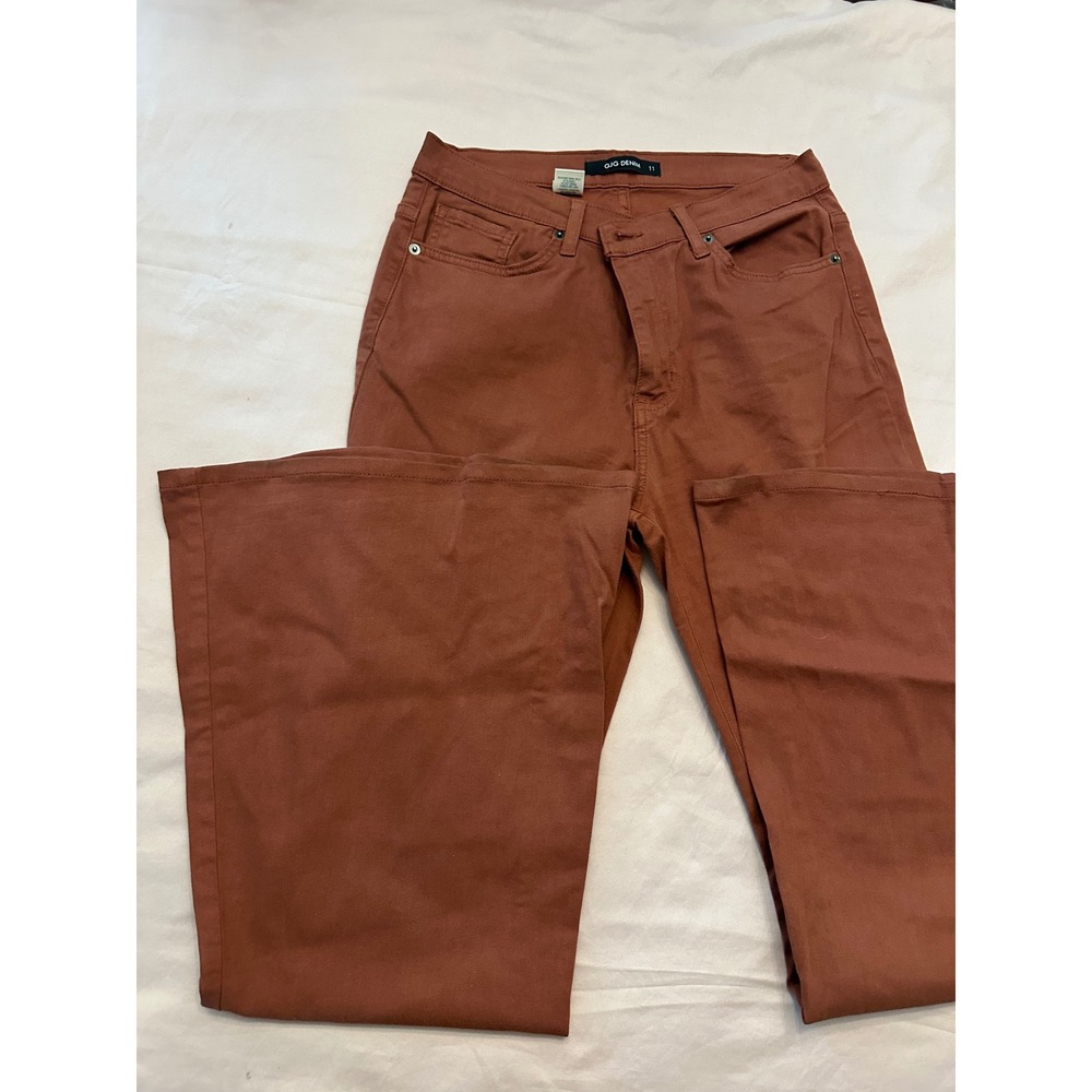 GJG Denim Womens Rust Brown Flare Leg High Rise Pants Size 11 Made in USA PSF53